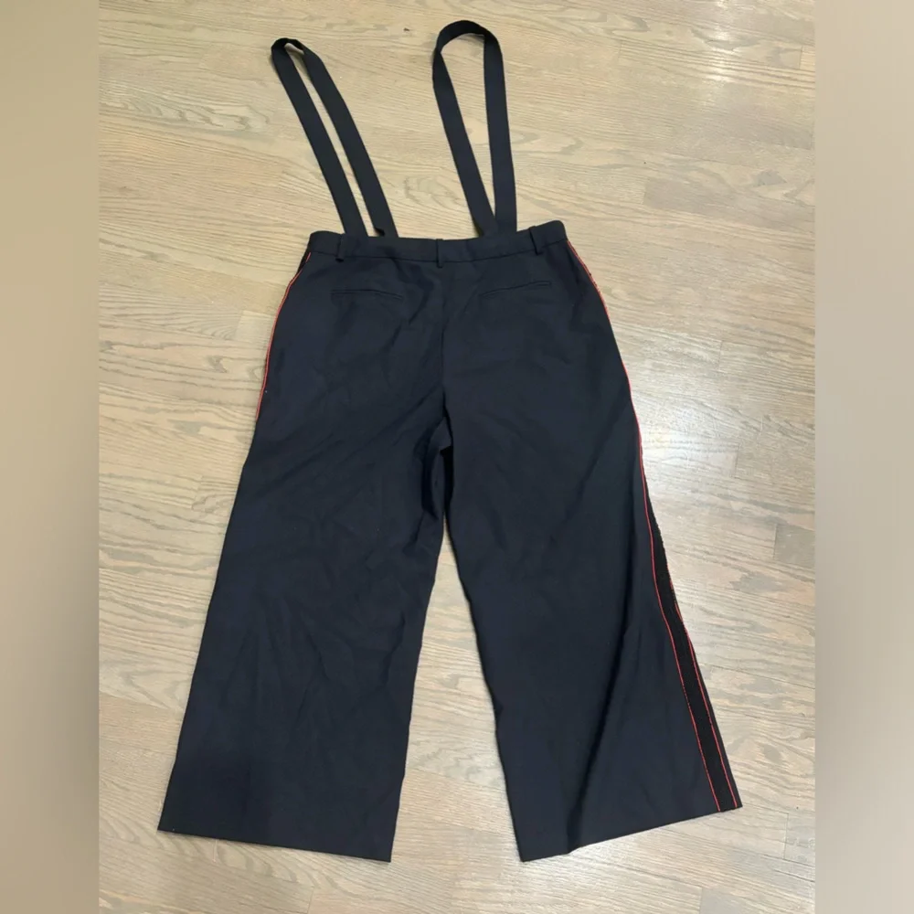 Olivia Palermo + Chelsea28 nave red ribbon Suspender Pants women’s size 14 $149 - Picture 5 of 8